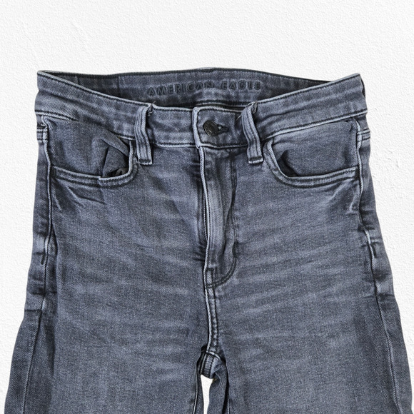 American Eagle Washed Black High Rise Jeggings Super Stretch Skinny Jeans Size 2 - Picture 3 of 9